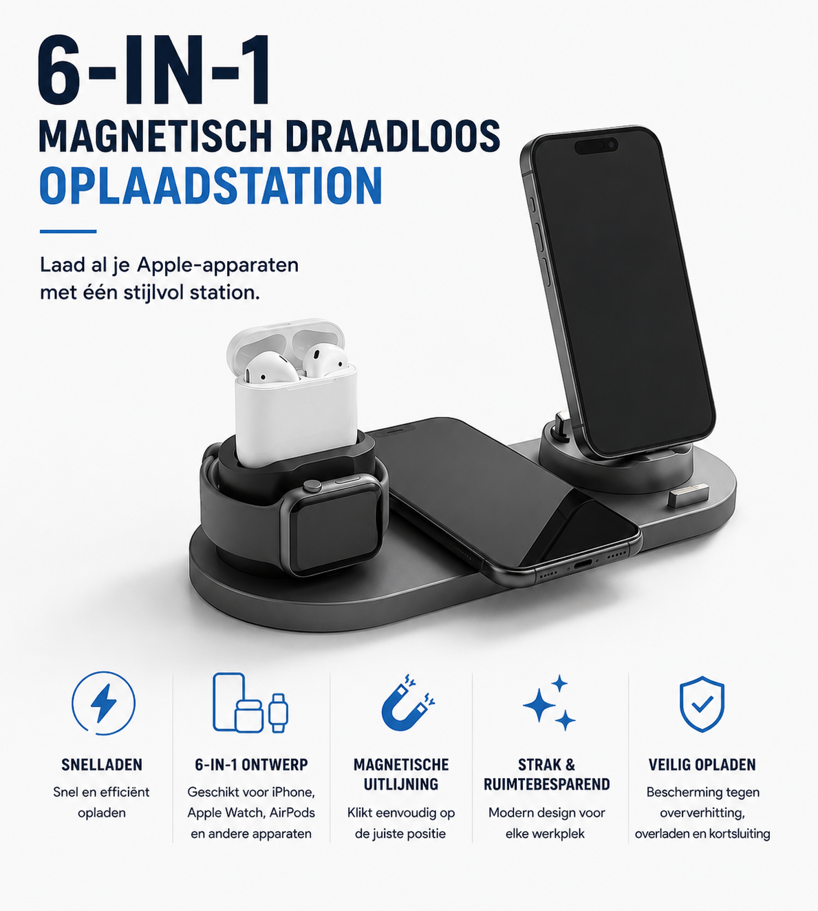 PrivaCharge Pro - Magnetisch Draadloos Oplaadstation